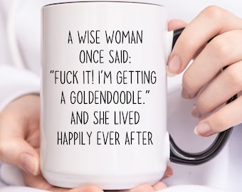 Goldendoodle-moedermok voor Goldendoodle-moeder, Goldendoodle-mok cadeau voor Goldendoodle-liefhebbers, hondenkoffiemok Een wijze vrouw zei eens Doodle Mom