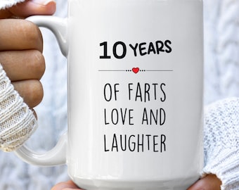 10th Anniversary Gift for Him,  10th Anniversary Gifts for Her, 10 Year Wedding Anniversary Mug, Tin Wedding Gift for Couples Husband Wife
