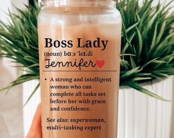 Personalized Boss Lady Mug, Boss Day Gift For Women, Gifts For Boss Female, Boss Gift For Women, Boss Glass Mug For Women, Boss Gift For Her