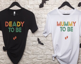 Halloween Pregnancy Matching Shirts Deady to be Mummy to Be Gift for New Dad New Mom Funny Baby Shower Gift for Husband Wife Spooky Season