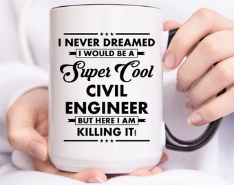 Taza de ingeniero civil, taza de ingeniero civil, graduación de ingeniero, estudiante de ingeniería, regalo para ingeniero civil, taza de café para papá ingeniero civil