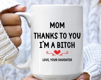 Regalo personalizzato per la mamma dalla figlia, tazza divertente per la mamma, regali personalizzati per la figlia per il compleanno della mamma, regalo per la festa della mamma per lei, tazza personalizzata grazie mamma