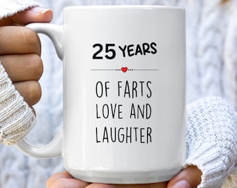 25-årsjubileumspresent till honom, 25-årsjubileumspresenter till henne, 25-års bröllopsdagsmugg, silverbröllopspresent till par make hustru