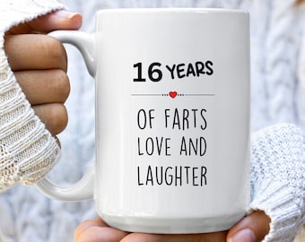 16th Anniversary Gift for Him,  16th Anniversary Gifts for Her, 16th Wedding Anniversary Mug, 16 Years Married Gift for Couples Husband Wife