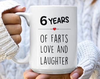 6-årsjubileumspresent till honom, 6-årsjubileumspresenter till henne, 6-års bröllopsdagsmugg, sjätte bröllopsdagspresent i järn för par make fru