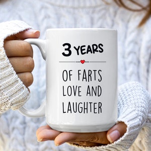 3rd Anniversary Gift for Boyfriend, Third Anniversary Gifts for Husband, Three Year Anniversary Mug, Funny Third Dating Anniversary Present