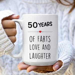 50th Anniversary Gifts for Parents, Funny 50th Wedding Anniversary Gift for Couples, Golden Anniversary Mug for Grandparents, Fiftieth Gifts