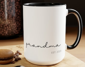 Personalized Grandma Mug, Custom Pregnancy Announcement Mug, Pregnancy Reveal, Grandma Est Mug, New Baby Announcement, New Grandmother Gift