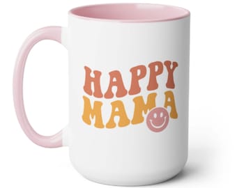 Tazza da caffè per neo mamma, regalo per la Festa della mamma, tazza da caffè Happy Mama, tazza retrò carina per mamma in attesa, regali di compleanno, regali per la mamma