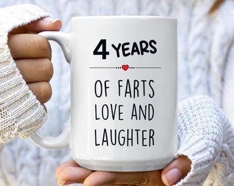 Regalos del 4º aniversario para hombres, regalo del 4º aniversario de boda para él, regalo divertido del 4º aniversario para la esposa, taza del cuarto aniversario para parejas