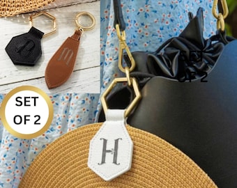 SET OF 2 Magnetic Hat Clip for Travel, Custom Hat Holder for Bag, Personalize Leather Hat Clip Holder, Custom Initial Travel Hat Clip Magnet