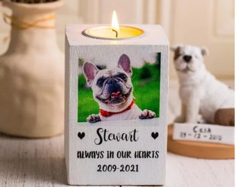 Dog Sympathy Gift, Dog Memorial Tea Light Candle Holder, Personalized Pet Memorial Candle Holder, Dog Loss, Cat Loss, Custom Candle Holder