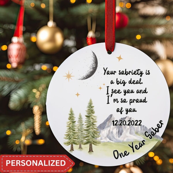 Personalized Sobriety Gift Ornament 1 Year Sober One Year Sobriety Anniversary Gift Sober AA Gifts Keepsake Recovery Gift New Beginnings