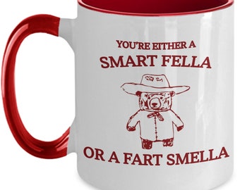 Smart Fella Or Fart Fella Funny Racoon Coffee Mug, Possum Mug, Gag Gifts for Coworker Best Friend Christmas Birthday Secret Santa Gift Ideas