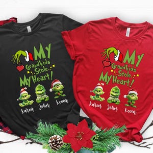 Personalized Shirt for Grandma Grandpa My Grandkids Stole My Heart Custom Christmas Gift for Grandparents from Grandkids Funny Xmas