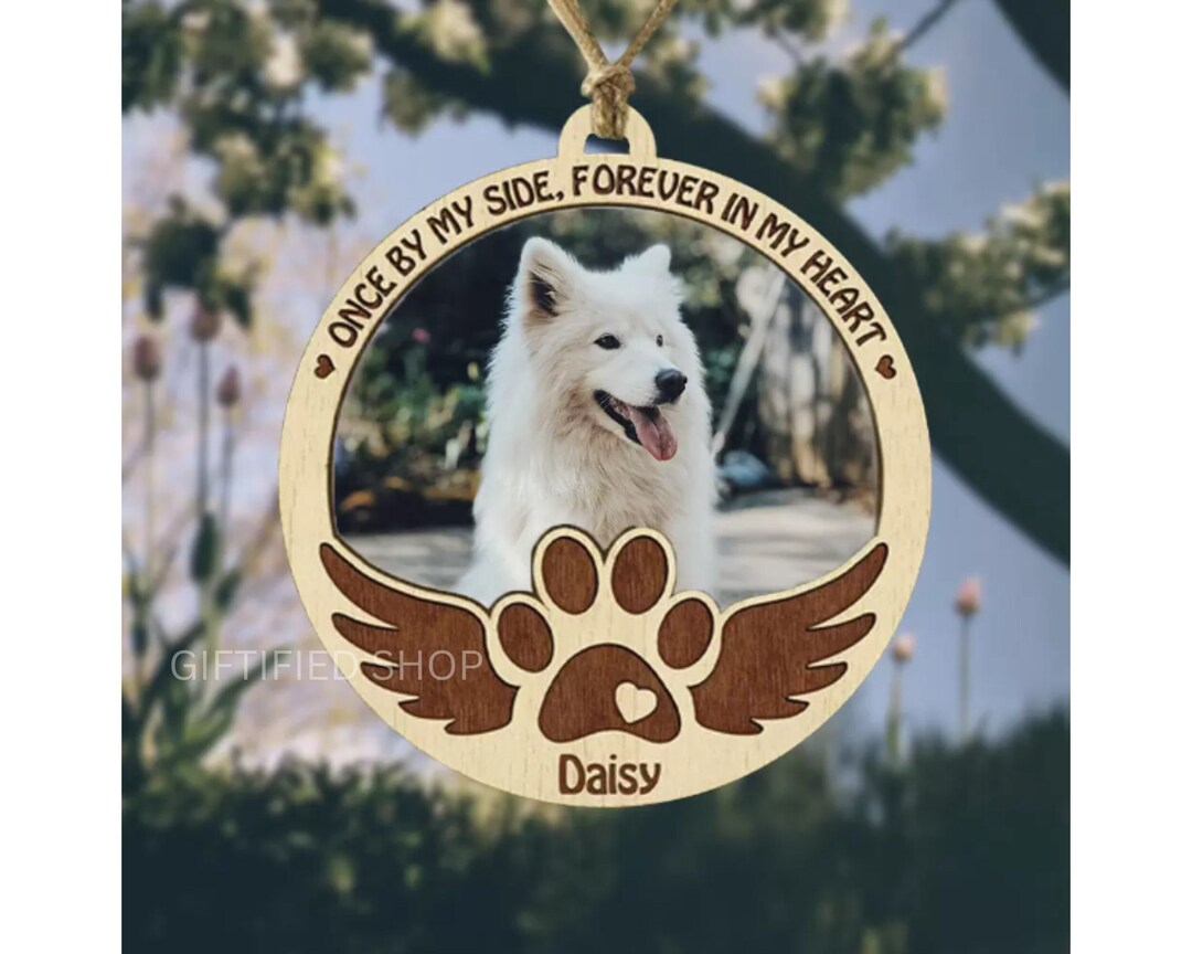 Custom Pet Memorial Ornament With Photo Dog Loss Cat Loss Wood Ornament ...