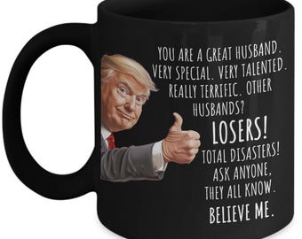 Grappige echtgenoot Trump mok, echtgenoot mok, kerstcadeau voor echtgenoot cadeaus voor republikein, Donald Trump 2024 koffiemok, politieke mok van vrouw