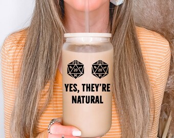 Gamer Gift , Dungeon And Dragons Mug, They're Natural Dnd Glass Mug Tumbler, Dnd Gift for Gamer, Funny Gaming Gift for Girlfriend