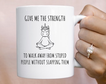 Funny Unicorn Doing Yoga Mug, Gag Gifts for Friends and Coworkers, Office Humor Gifts for Men or Women, Offensive Sarcastic Gift Ideas