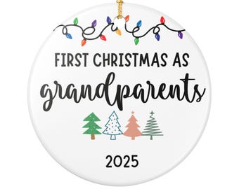 First Christmas As Grandparents 2025 Ornament, Baby Announcement Gift for New Grandparents Keepsake, New Grandpa New Grandma Baby Shower