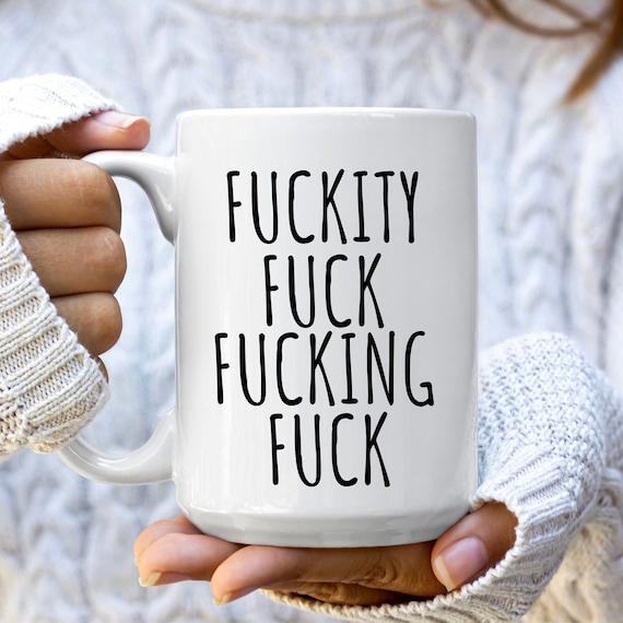 Fuckity Fuck Mug, Sarcastic Coffee Mug, Funny Birthday Gift, Large Coffee Mug, Double Sided Minimalist Mug, Gag Gifts for Men, Snarky Mugs