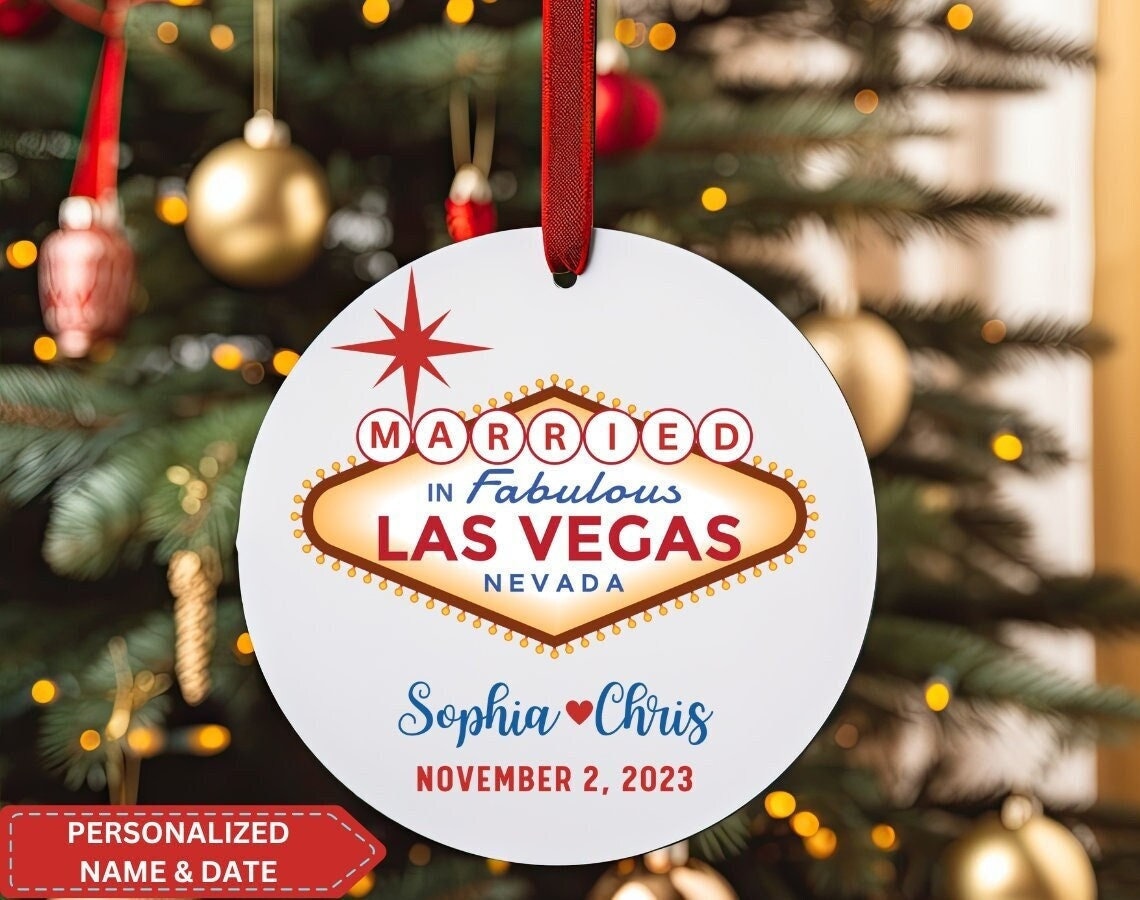 Las Vegas Christmas Ornament America Personalized City Travel Souvenir  Collection Christmas Tree Decorations for Friend Grandpa Grandma Gifts 3