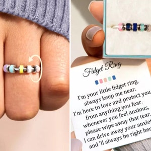 Bague agitation, cadeau pour fille nièce, bague anti-anxiété, bague toupie, bague anti-inquiétude, bague de méditation, bague anti-anxiété rotative en argent