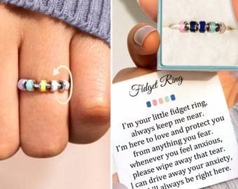 Fidget Ring, Gift for Daughter Niece Anxiety Ring, Spinner Ring, Worry Ring, Meditation Ring, Rotating Silver Fidget Ring Anxiety Jewelry