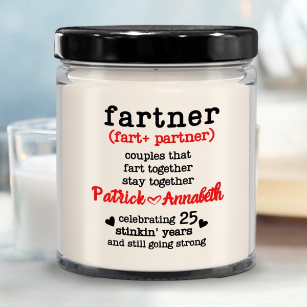 Vela divertida personalizada del 25 aniversario para parejas Pareja de pedos 25 años Regalo de aniversario de padres para esposo esposa 25 años juntos