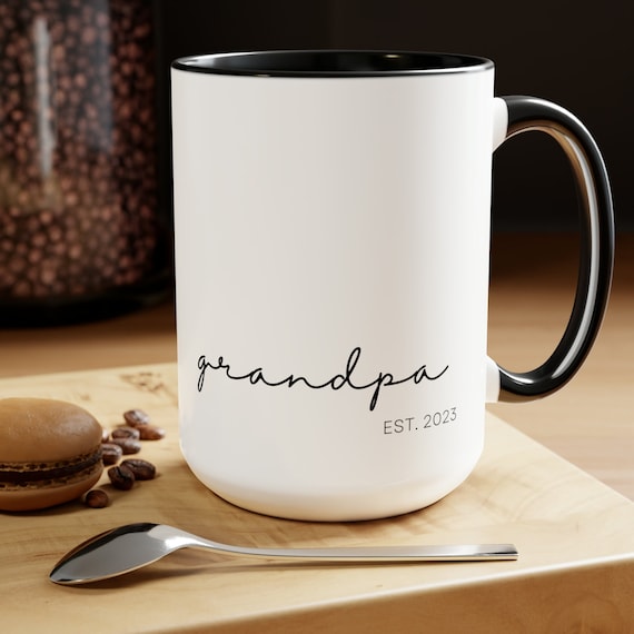 Personalized Grandpa Mug, Custom Pregnancy Announcement Mug, Pregnancy Reveal, Grandpa Est Mug, New Baby Announcement, New Grandfather Gift