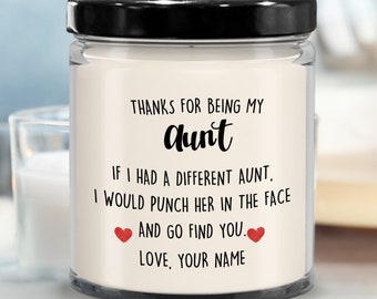Personalized Aunt Gift for Aunt Candle, Thanks for Being My Aunt Gifts, Birthday Christmas Gifts from Niece Auntie Announcement New Aunt