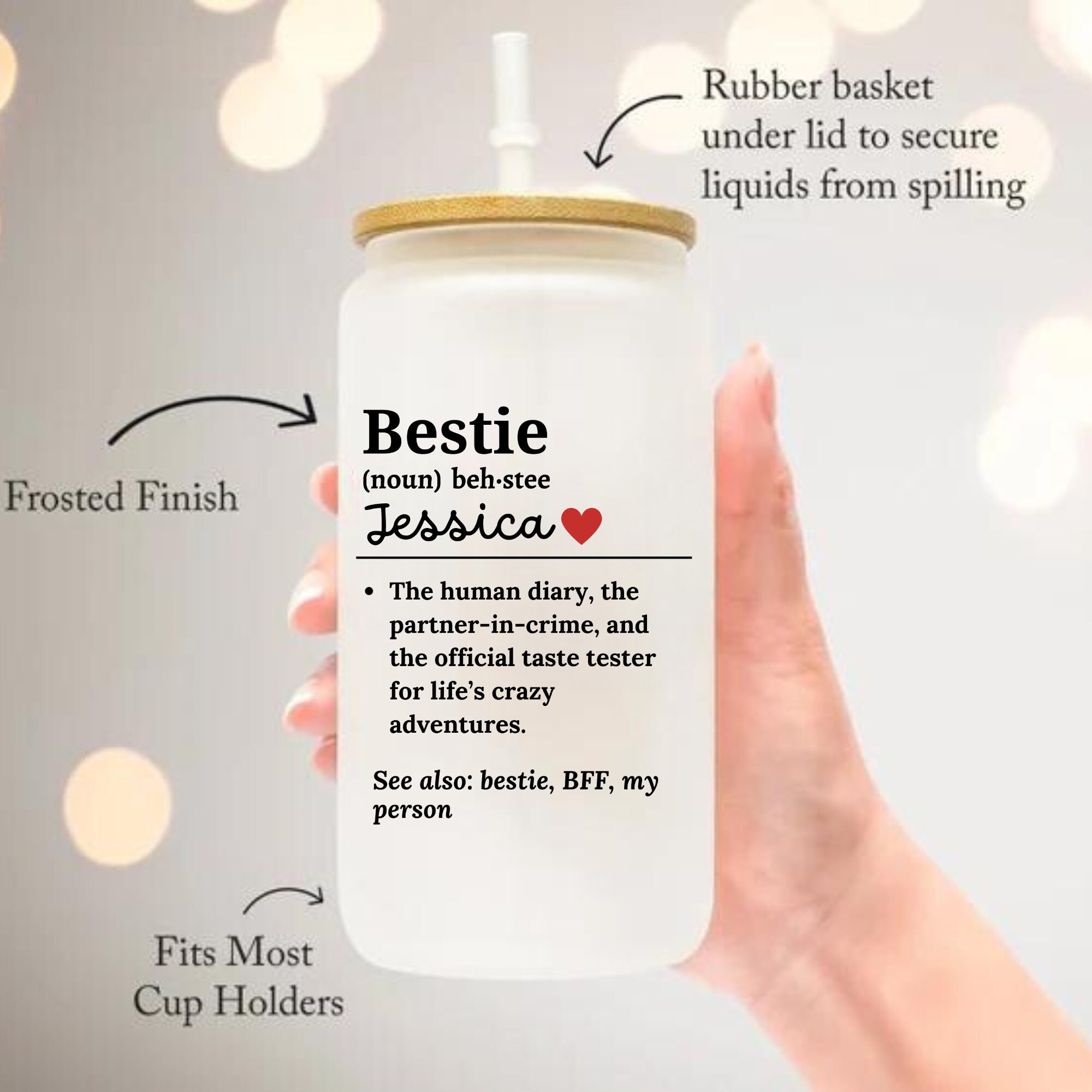 Personalized Besties Mason Jug with Straw - Gift Idea For Friends/Besties - Best Friends main image 1