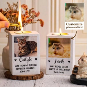 Dog Memorial Candle Holder Personalized Dog Loss Gift, Cat Memorial Gift, Custom Photo Tealight CadlenHolder Customized Pet Remembrance Gift