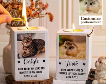 Dog Memorial Candle Holder Personalized Dog Loss Gift, Cat Memorial Gift, Custom Photo Tealight CadlenHolder Customized Pet Remembrance Gift