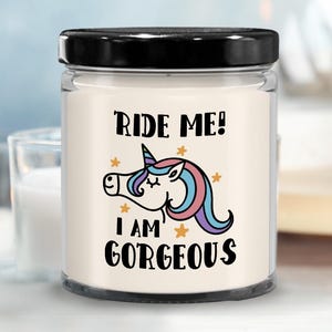 Funny Valentines Day Unicorn Gift for Her, I'm Gorgeous, Gag Gift for Girlfriend, Husband Anniversary Gift for Wife, Naughty Candle for Her