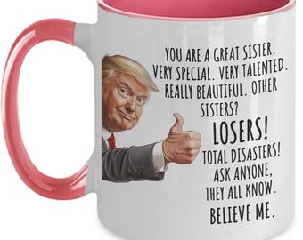 Mok zus Trump, mok Trump zus, kerstcadeau voor zus Cadeaus voor Republikein, Donald Trump 2024 koffiemok, politieke mok verjaardag