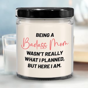 Badass Mom Gift for Mom Birthday Gift from Daughter Mothers Day Gift Ideas for Mom Mug for Her Cool Moms Club Funny Gift for Mama Candle