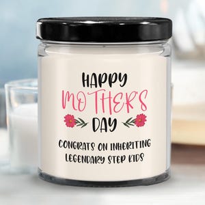 Stepmom Mothers Day Candle for Stepmom Gift for Bonus Mom Mothers Day Gift Ideas Funny Step Mom Candle from Stepkids Gift for Stepmom