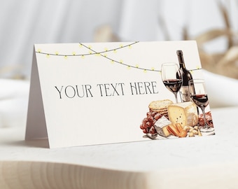 Editable Wine & Charcuterie Food Labels, Wine And Cheese Tent Cards, Wine Label, Girls Night, Wine Birthday Food Cards, Family, WAD02