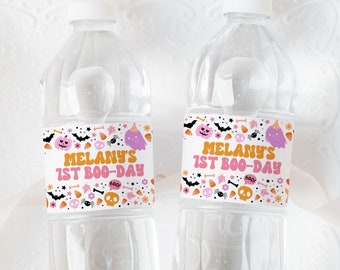 Editable Spooky Birthday Water Bottle Label, Halloween Birthday Labels, Spooky Party Bottle Labels, Halloween, Template, Printable, PHBP01