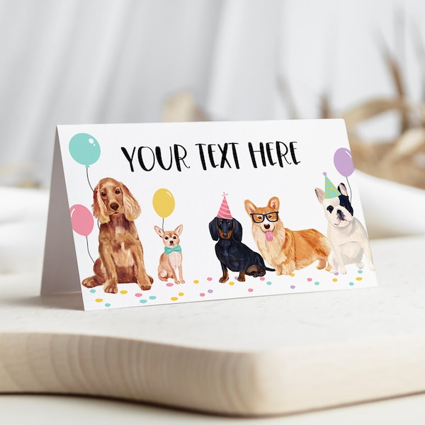 Editable Dog Birthday Food Labels , Puppy Birthday Place Card, Dog Birthday Party Decor, Printable Template