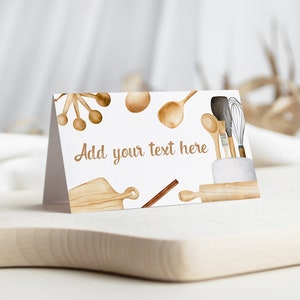 Editable Baking Food Label Tent Cards, Kids Cooking Party Food Labels ...