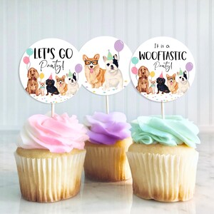 Editable Dog Birthday Party Cupcake Toppers Printable, Puppies Birthday ...