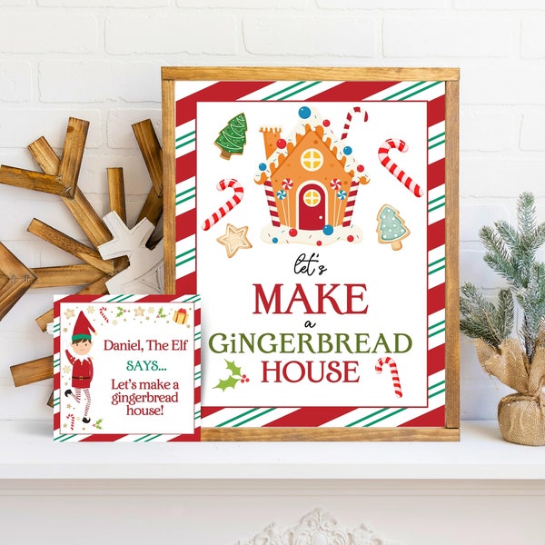 Editable Elf Gingerbread House Activity Template, Elf Mini Note Cards, Elf Activity Signs, Christmas Elf Ideas, Elf Games, Elf Activities