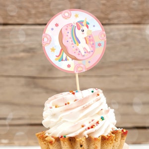 Printable Rainbow Unicorn Birthday Cupcake Toppers, Girl Unicorn ...