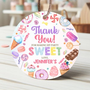Bearbeitbare Süßigkeiten Candy Danke Favor Tags Vorlage, Sweet Candy Geburtstag Decor, Sweet Feier Geburtstag Tags, Candy Party Tags, GSEP01