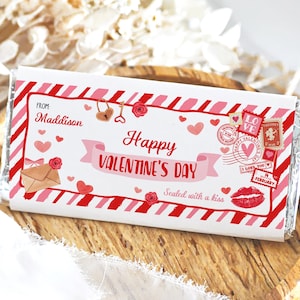 Editable Valentines Day Chocolate Wrapper, Personalized Valentine Chocolate Label, Valentines Gift Label Printable Template