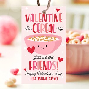 Editable Valentine Cereal Gift Tag, Cereal-Sly Glad We Are Friends Tag, School Valentine Cards, MILK Cereal Tag, Printable, Instant Download