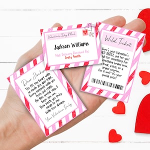 Mini cartas de amor editables para San Valentín, plantilla para minicartas de amor, cartas de amor imprimibles con sobre, regalo para San Valentín