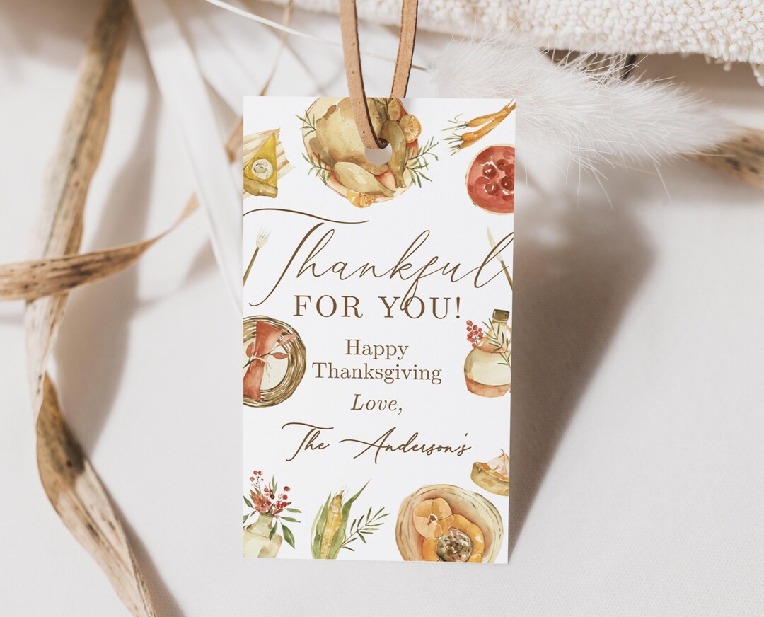 Thanksgiving Dinner Favor Tag Template, Friendsgiving Dinner Party ...